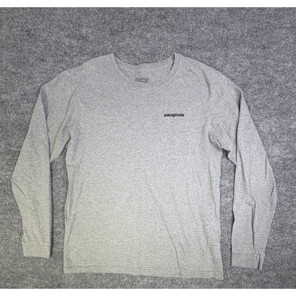 Patagonia Men's Long Sleeve Graphic Logo Crewneck T-Shirt Gray Size M
